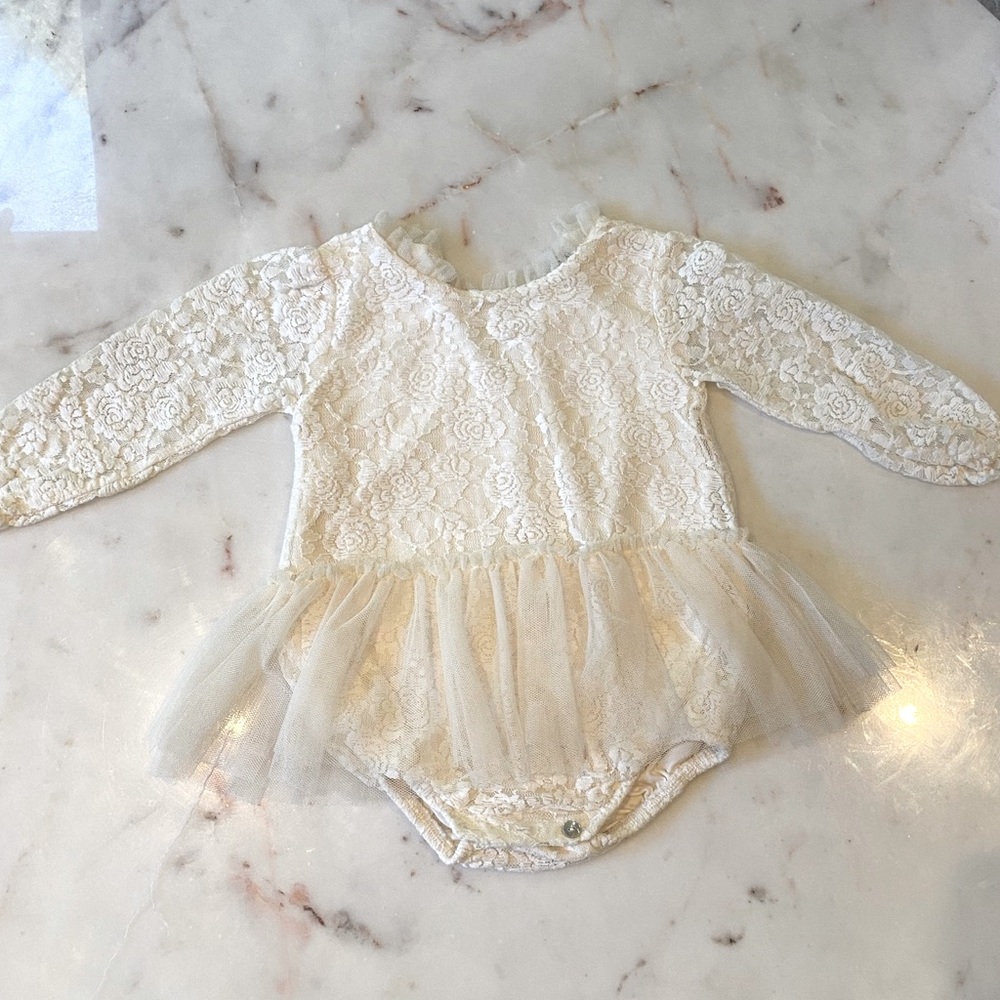 Tocoto Vintage Cream Lace Baby Dress